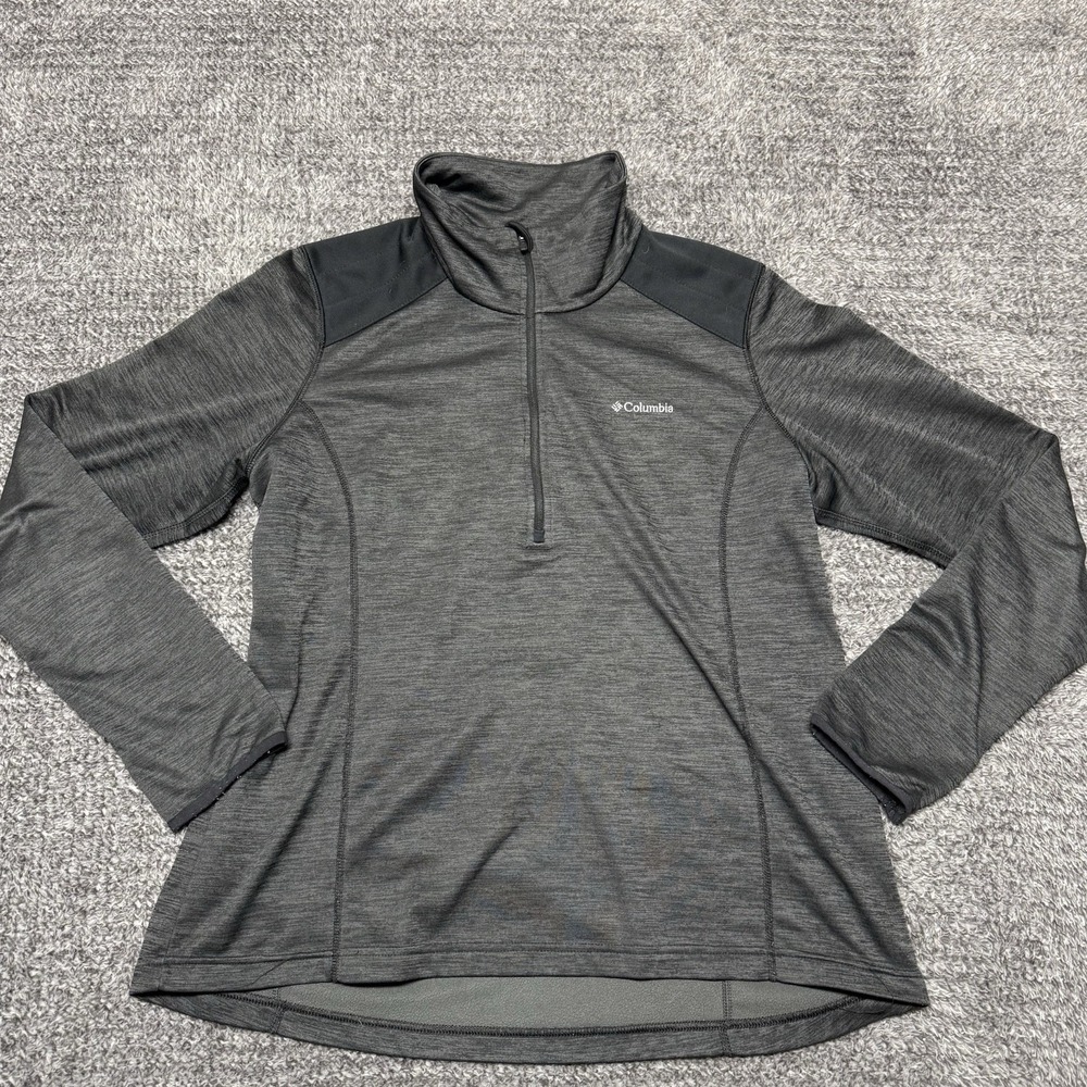 Columbia Womens Size XL Gray Black 1/4 Zip‎ Fleece Sweater Pullover